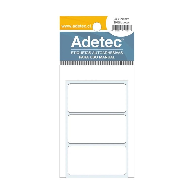 Etiqueta Manual Adetec - Rectangular Blanca 35X70 Mm