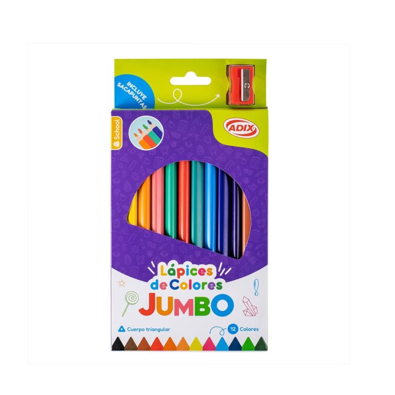 Lápiz Jumbo C/Sacapuntas 12 Colores (032) Adix