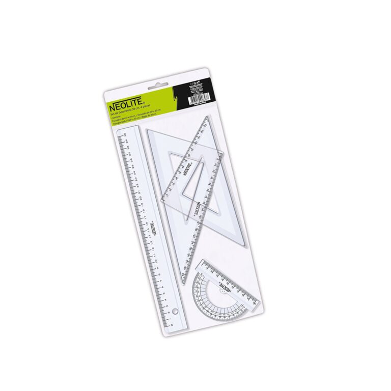 Set Geometría Transparente 30Cm 4Pzs (002) Neolite