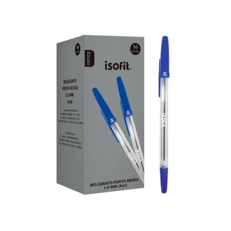 BOLIGRAFO ISOFIT 1,0MM PUNTA MEDIA AZUL, NEGRO, ROJO CAJA 50 UNI