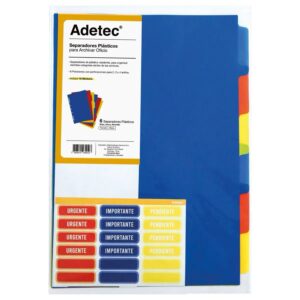 Separador Oficio 6 Posiciones Vinílico Adetec - 6 Uni - ADETEC - OFICINA