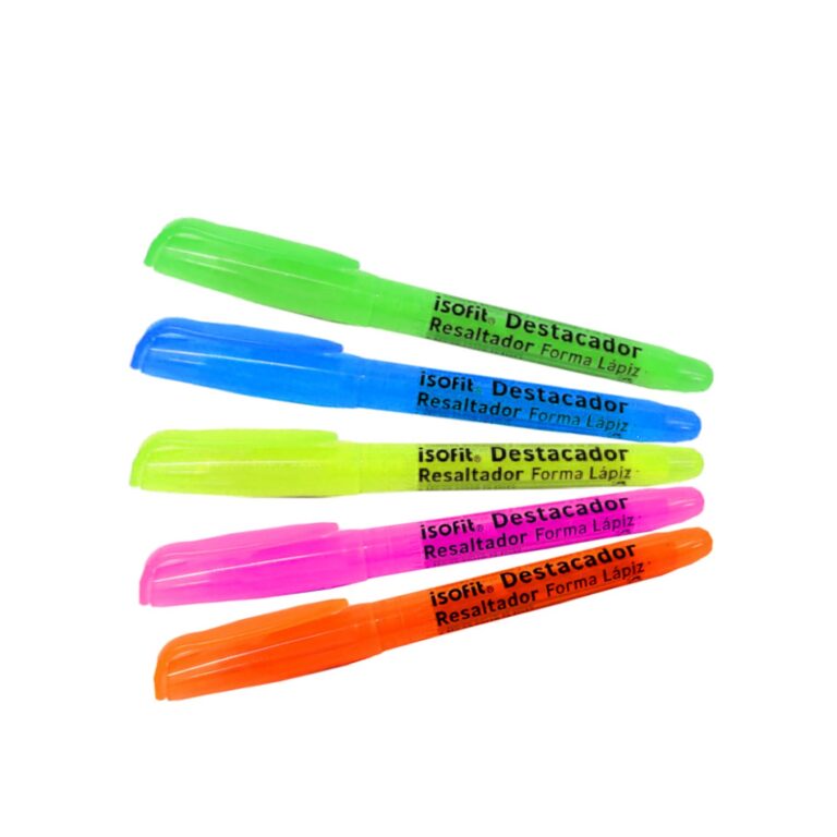 Destacador Forma Lapiz Isofit Amarillo, Celeste, Naranjo, Rosado, Verde