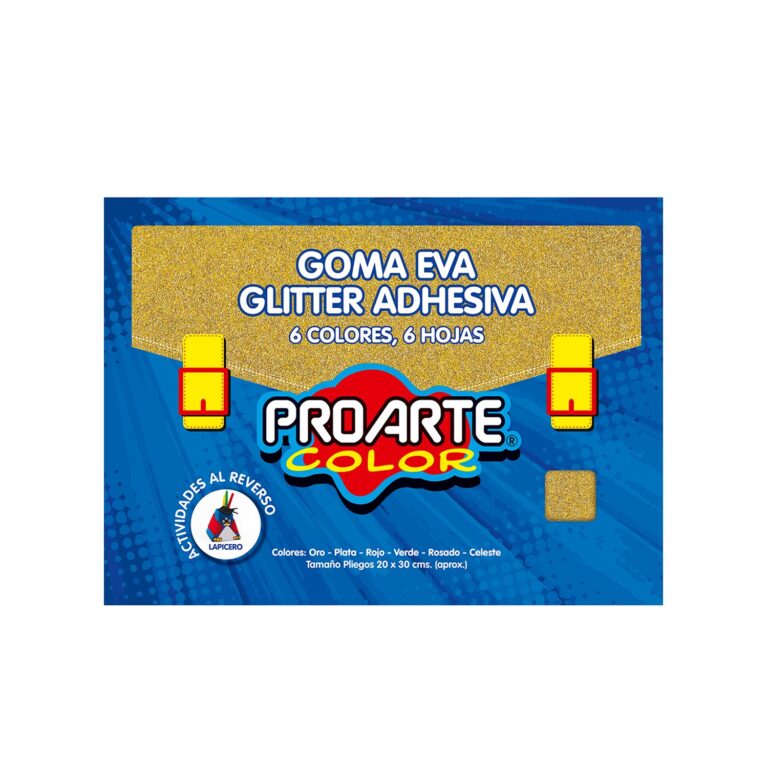 Est.Goma Eva Glitter Adhesiva 6 Hjs 6 Colores