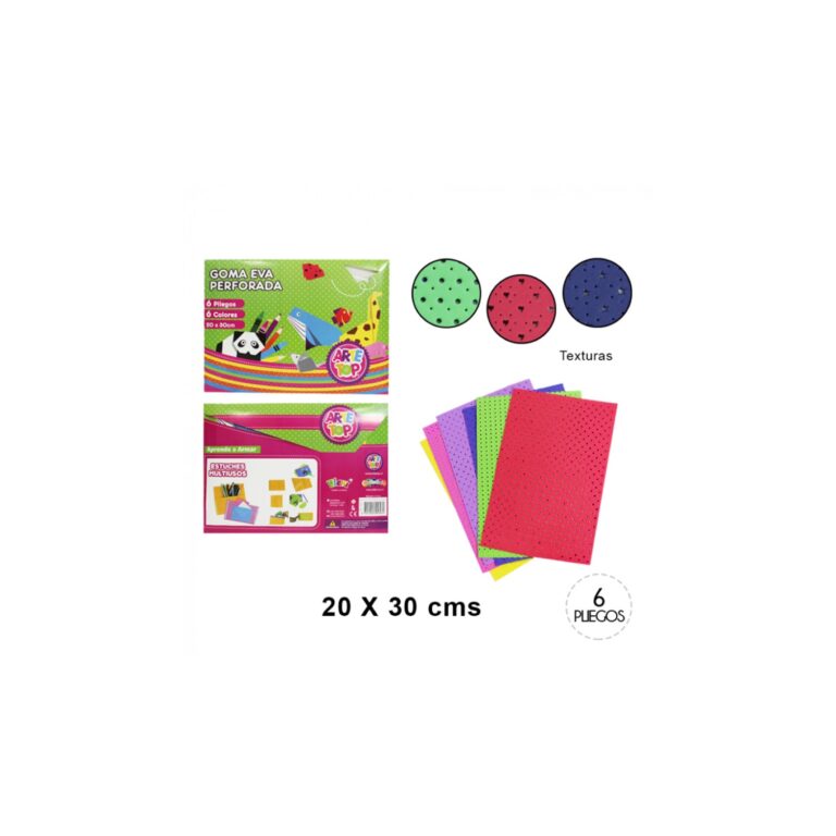 Carpeta Goma Eva Perforada 6 Colores 20X30Cm