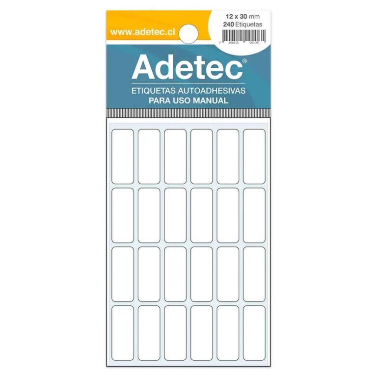 Etiqueta Manual Adetec - Rectangular Blanca 12X30 Mm