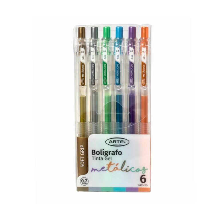 Est. Bolígrafo Gel 0,7Mm Metálicos 6Un.