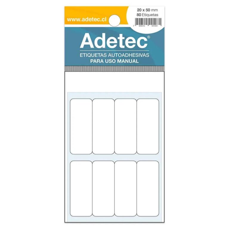 Etiqueta Manual Adetec - Rectangular Blanca 20X50 Mm