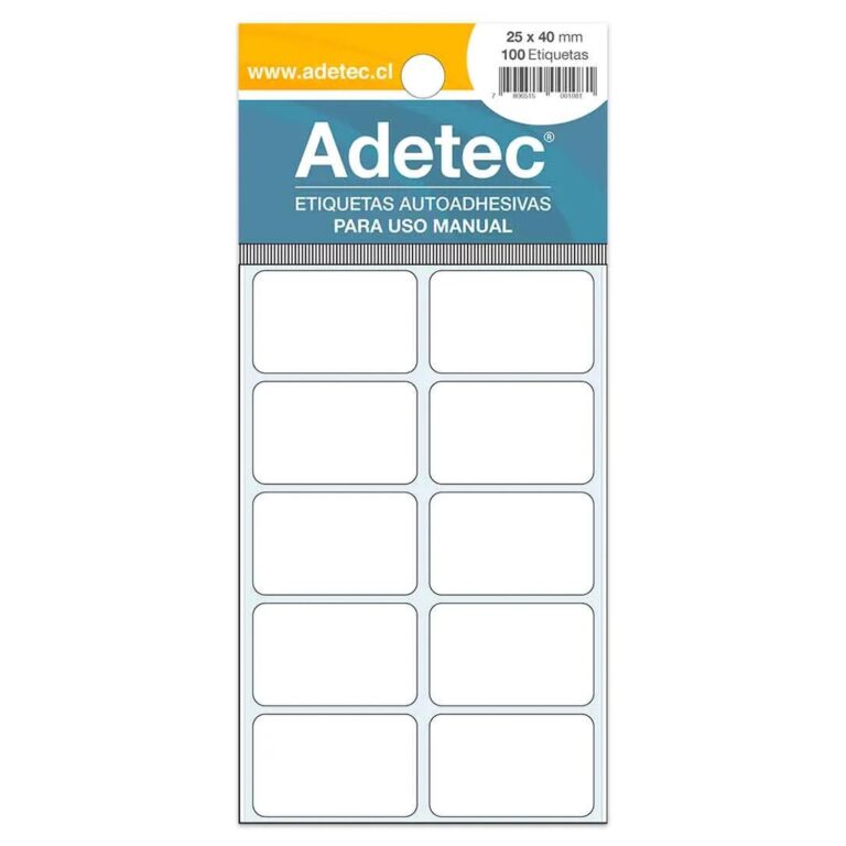 Etiqueta Manual Adetec - Rectangular Blanca 25X40 Mm